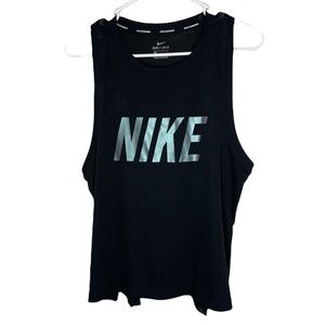 NIKE Black Dri-FIT Women's Tank Top with Metallic Logo
